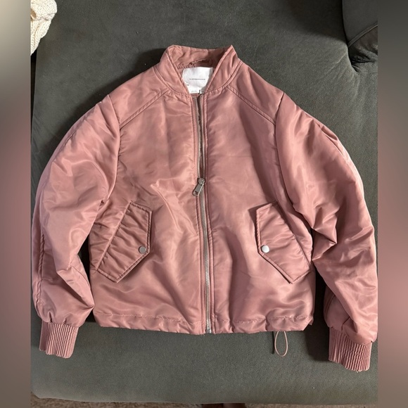 Anthropologie Pink Bomber Jacket with 2 Pockets & Ribbed Cuffs - Picture 4 of 12